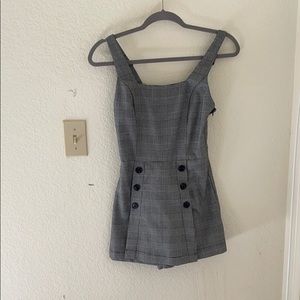 Gray stripped button romper in size small